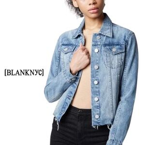 BLANKNYC Cropped Distressed Denim Jacket Light Wash Jean - Size XS